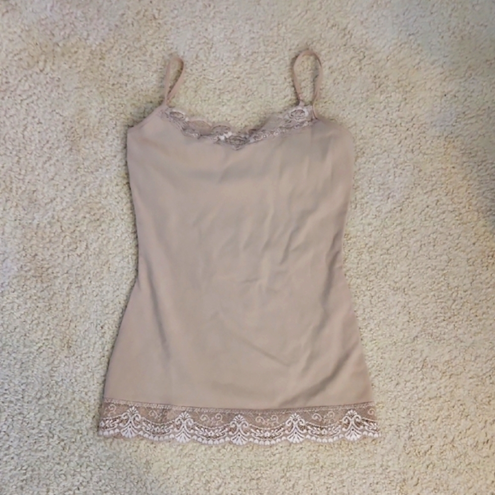 Express Tan Embellished Fitted Sleeveless Camisole